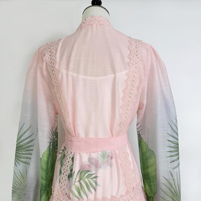 Evergreen Lace Embroidered Long Sleeve Dress