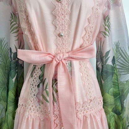Evergreen Lace Embroidered Long Sleeve Dress