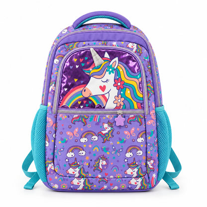 2-Piece Kids 3D Dreamy Purple Unicorns Backpack & Duffel Bag Travel Set