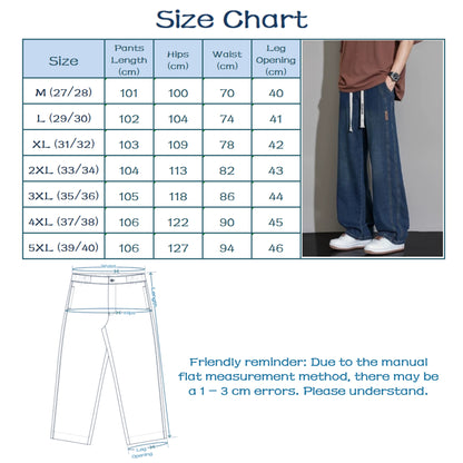 Men's Wide-Leg Drawstring Streetwear Skate Denim Jeans