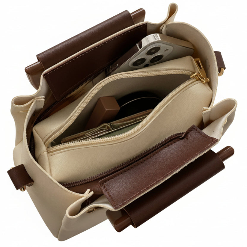 The Two-Tone Top Handle Crossbody Bag
