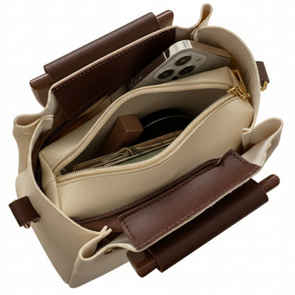 The Two-Tone Top Handle Crossbody Bag