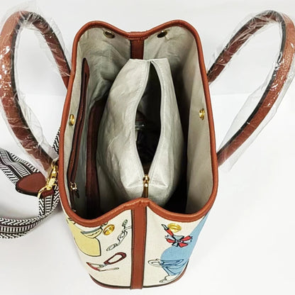 Women's Graphic Canvas Tote Bag - Brown