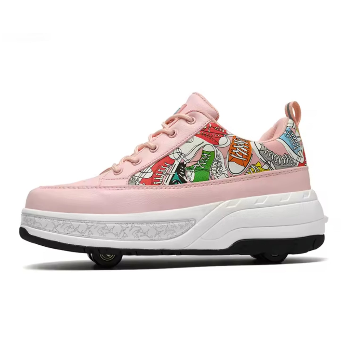 Unisex 2-in-1 Street-Art Graffiti Convertible Roller Skate Shoes | Kids & Adult