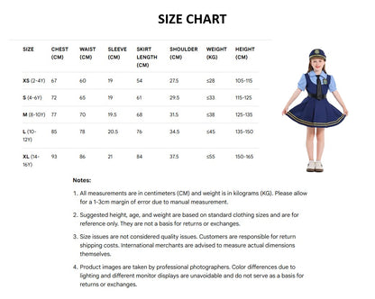 Kids Police Cosplay Costume Set