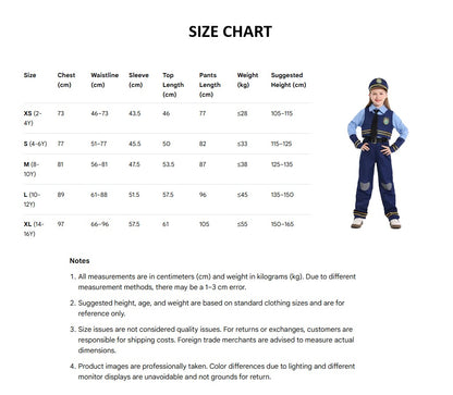 Kids Police Cosplay Costume Set
