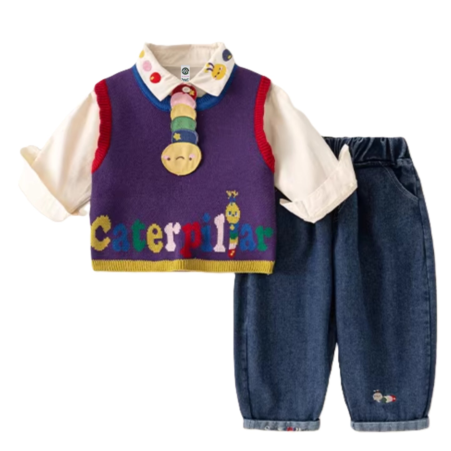 Boy's Multicolor Knit Caterpillar 3-Piece Outfit Set