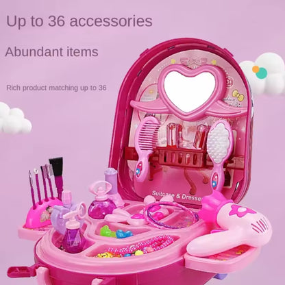 3-in-1 Princess Makeup Vanity Suitcase Playset