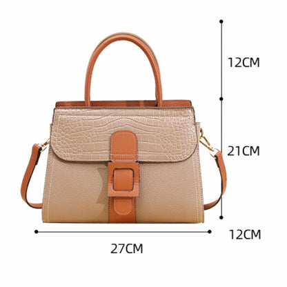 Patterned Linear Buckle Satchel Shoulder / Crossbody Bag