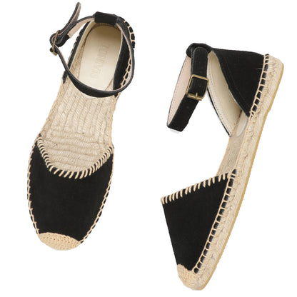 TONIVIS Women's Suede Leather Ankle Strap Espadrille Sandals