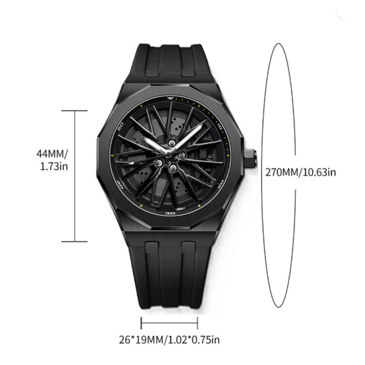 Men's Radial Caliper X Silicon Strap Quartz Analog Wristwatch