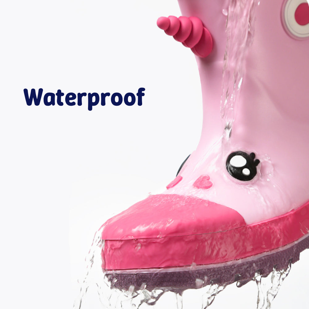 Kids Waterproof Cartoon Gumboots | Rain Boots with Splash-Proof Drawstring Cuff