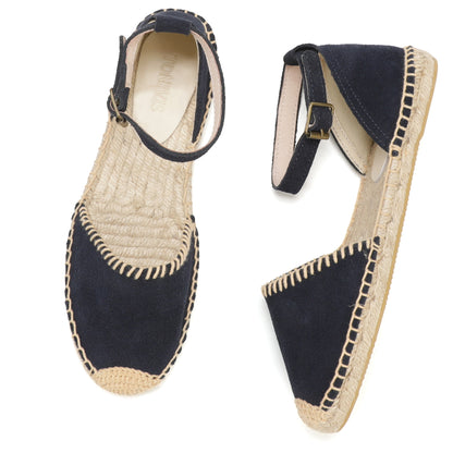 TONIVIS Women's Suede Leather Ankle Strap Espadrille Sandals