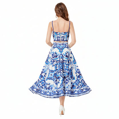 ZYLUS Eross Suspender Top + Skirt 2Pcs Set