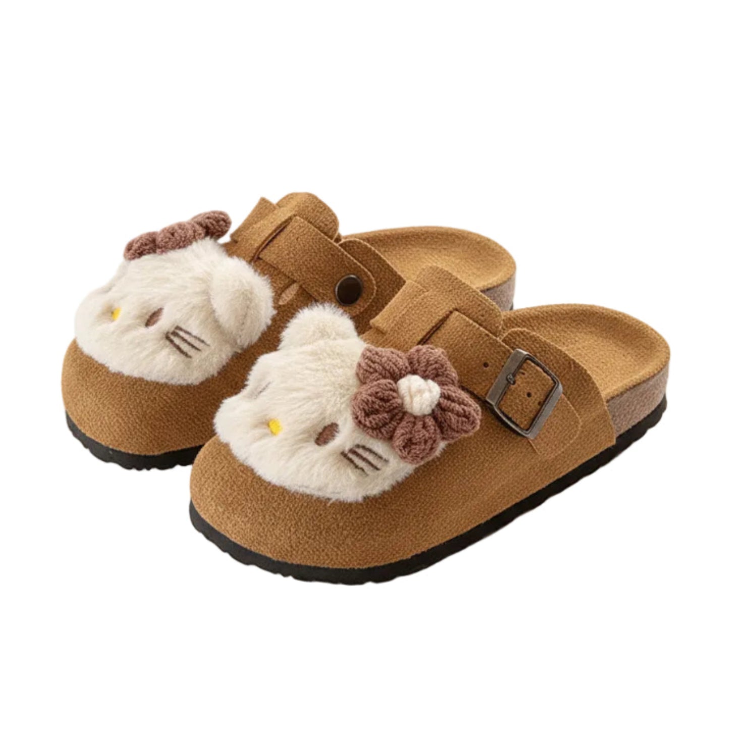 Happy Hops Girl's Kitty Inspired Suede Mule - Beige