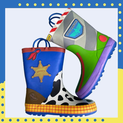 Disney Pixar Toy Story Kids Mismatched Rain Boots with Easy-Pull Handles