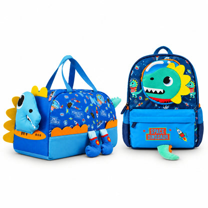 2-Piece Kids Space Dinosaur Backpack & Duffel Bag Travel Set