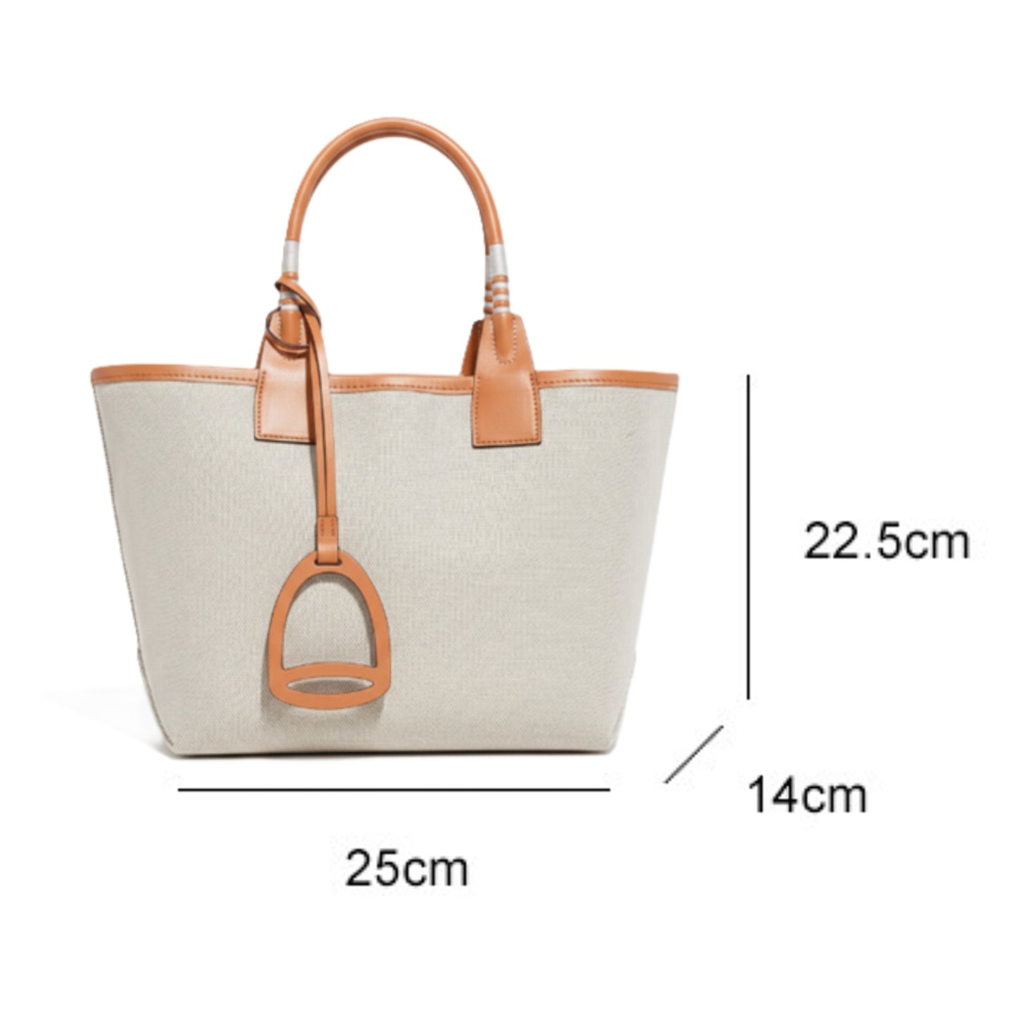 Women's Elegant Canvas Tote Bag - Beige