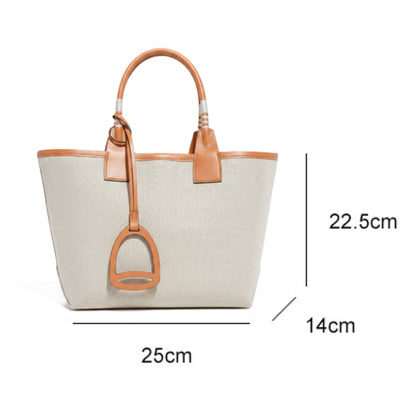 Women's Elegant Canvas Tote Bag - Beige