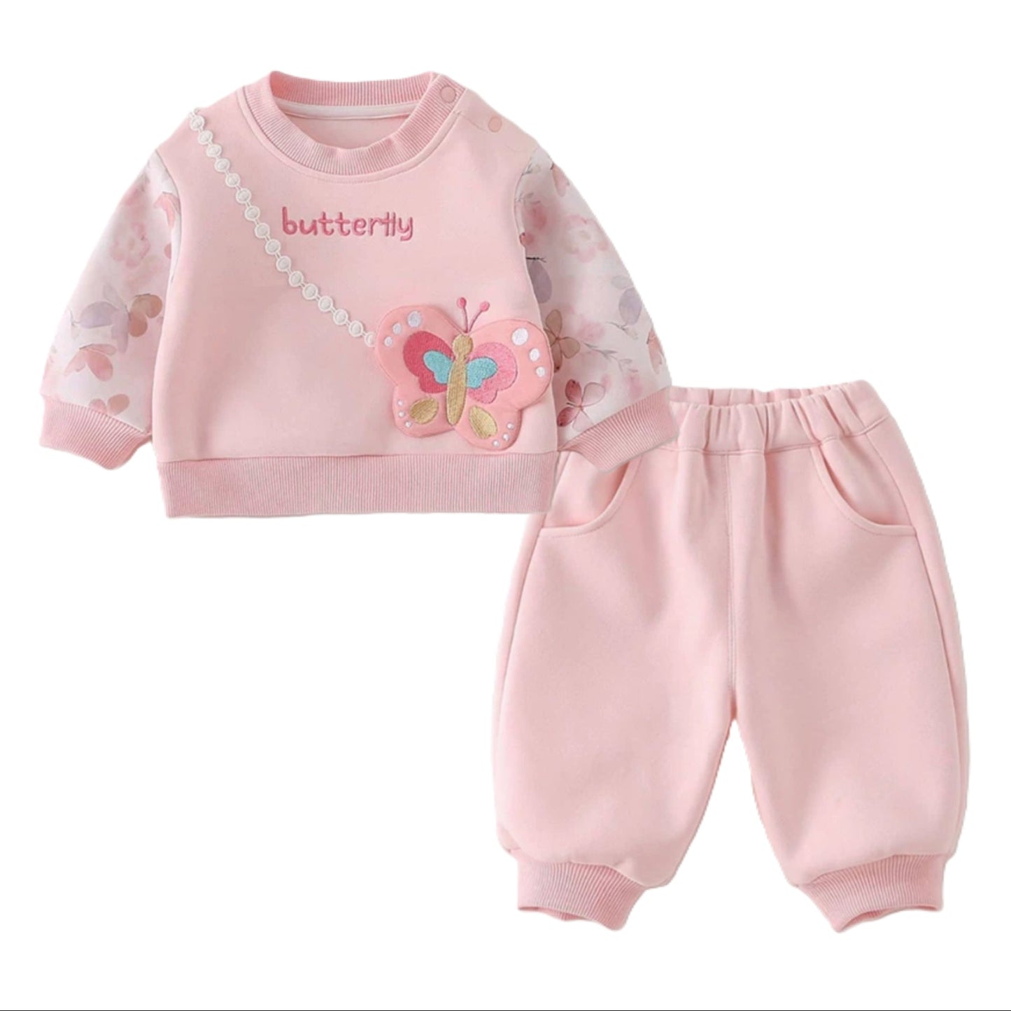 Pixie Dust Butterfly Girls' Sweatshirt and Sweatpants 2-Piece Outfit Set