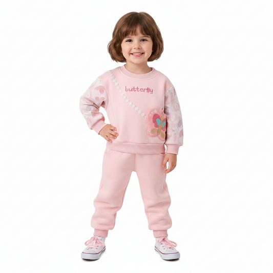 Pixie Dust Butterfly Girls' Sweatshirt and Sweatpants 2-Piece Outfit Set