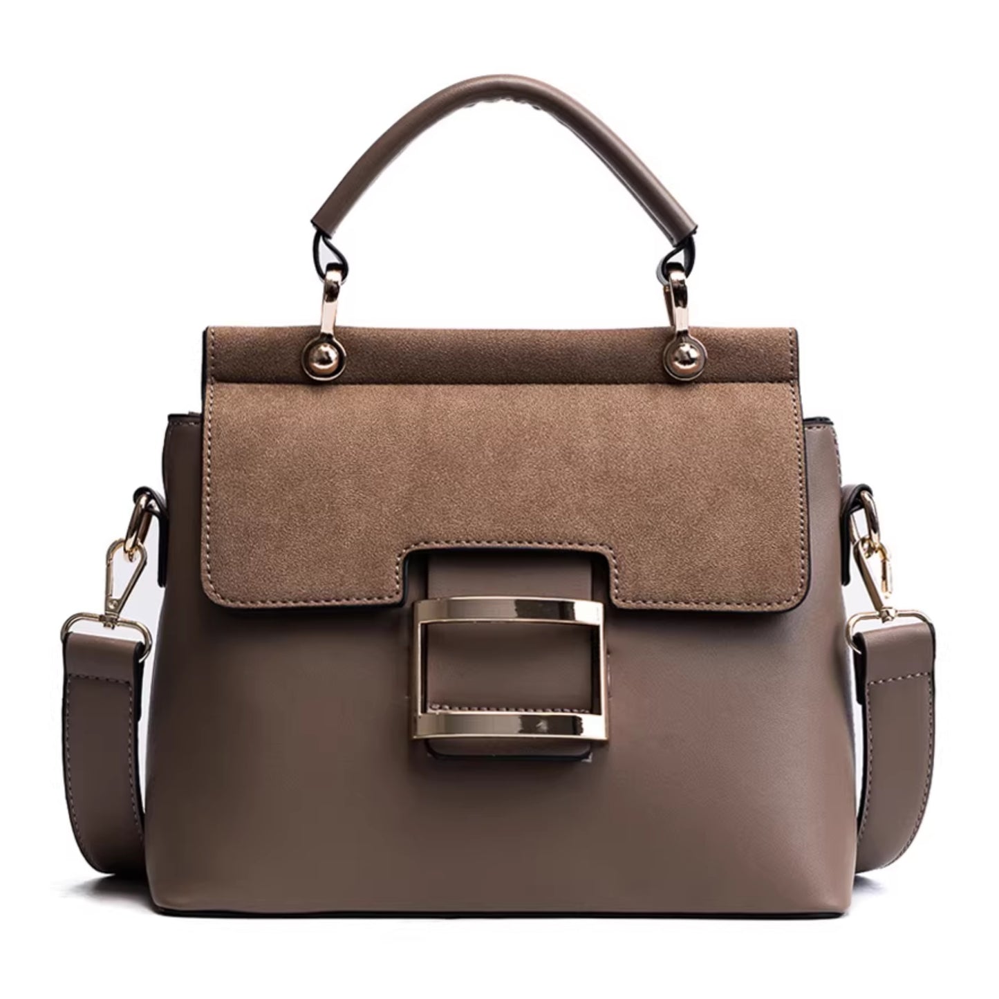 Buckle Frosted Medium Tote Shoulder Bag