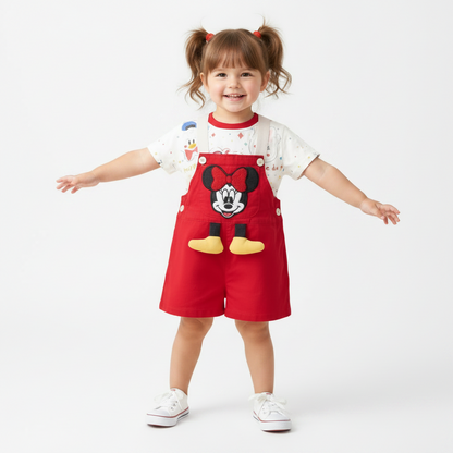 Minnie Mouse Girl's Red Shorts Overall Outfit Set