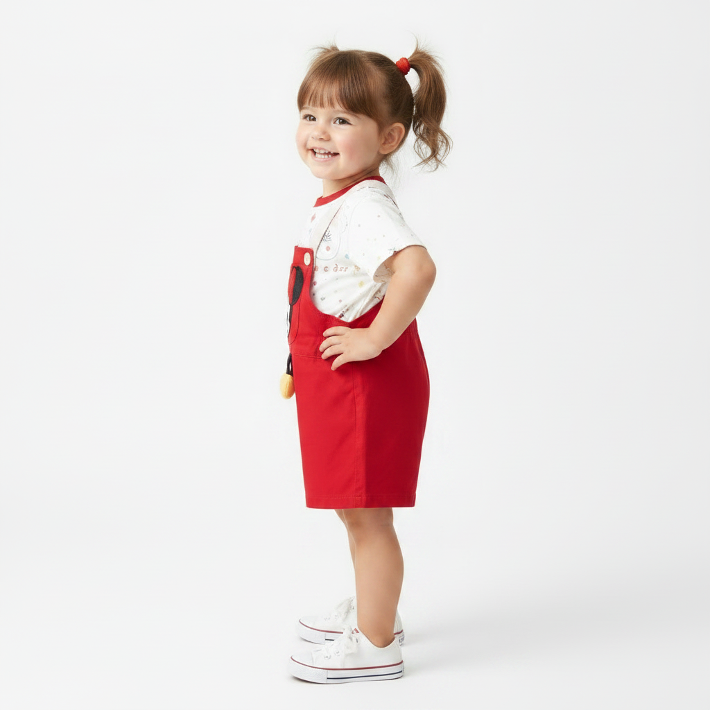 Minnie Mouse Girl's Red Shorts Overall Outfit Set