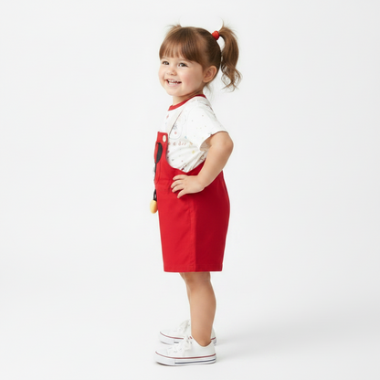 Minnie Mouse Girl's Red Shorts Overall Outfit Set