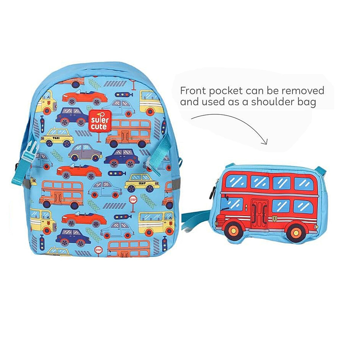 Supercute 2-in-1 Automotive Kids Backpack with Detachable Crossbody Bag