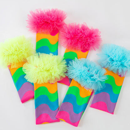 Girls' Vibrant Rainbow Wavy Stripe Knee-High Crazy Socks