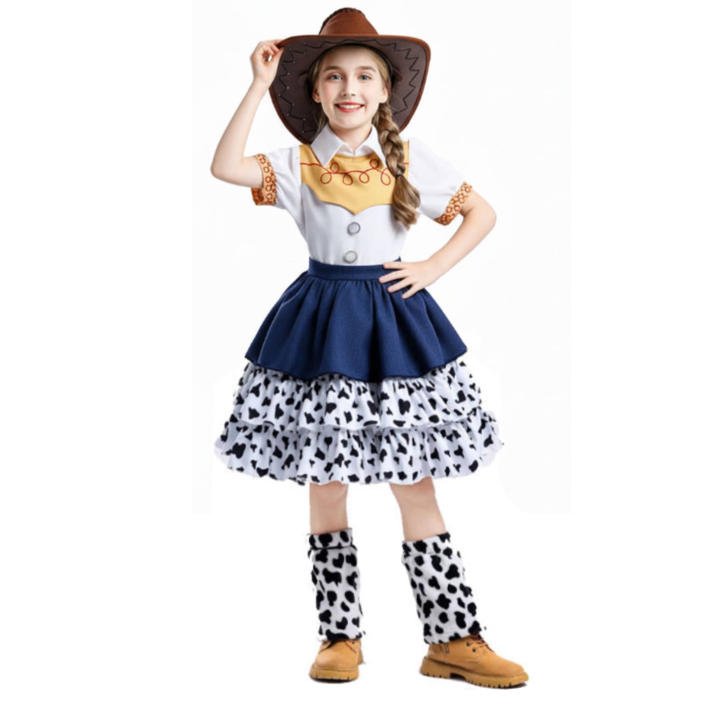 Jessie Cowgirl Rodeo Costume Dress with Hat and Leg Warmers