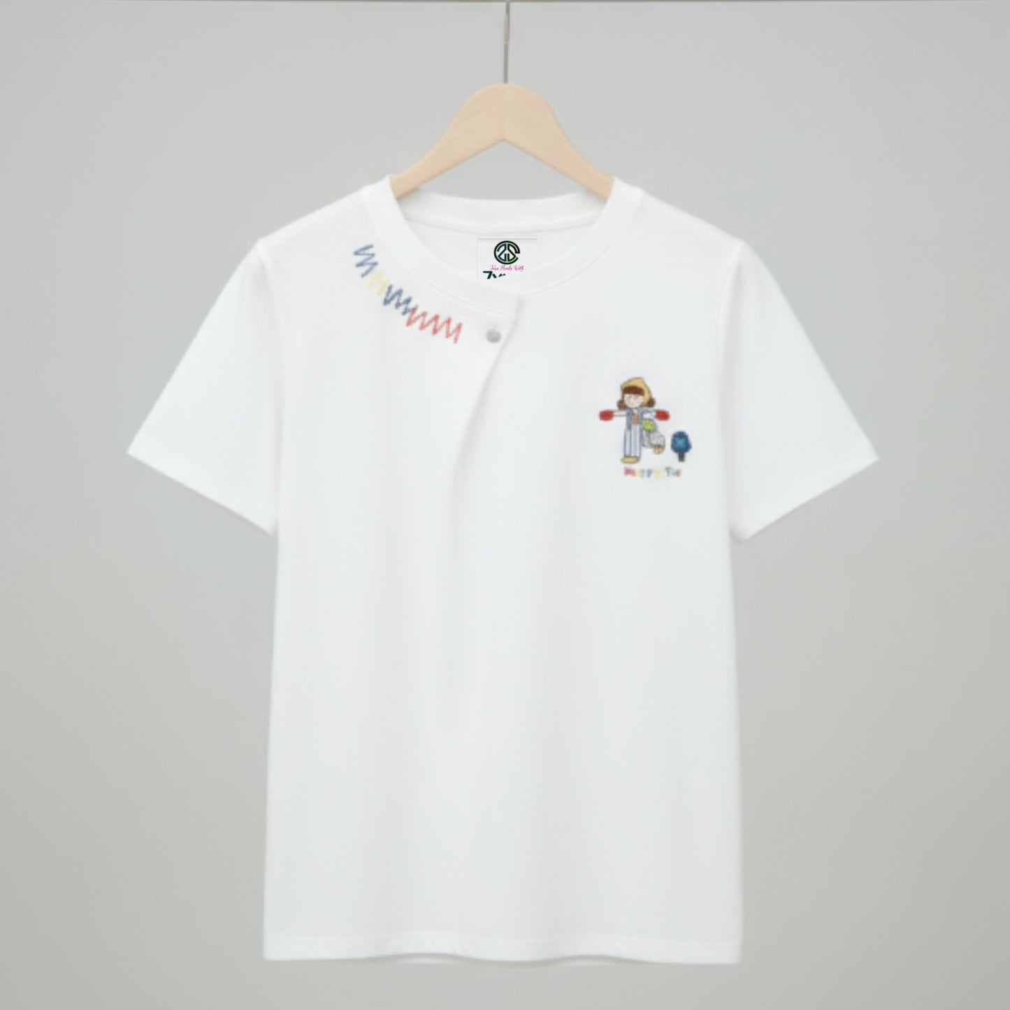 Women's Loose Neck Binding Fold T-Shirt
