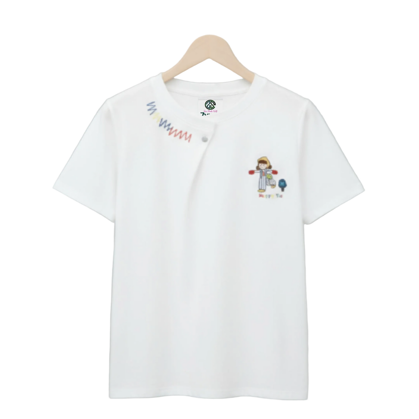 Women's Loose Neck Binding Fold T-Shirt