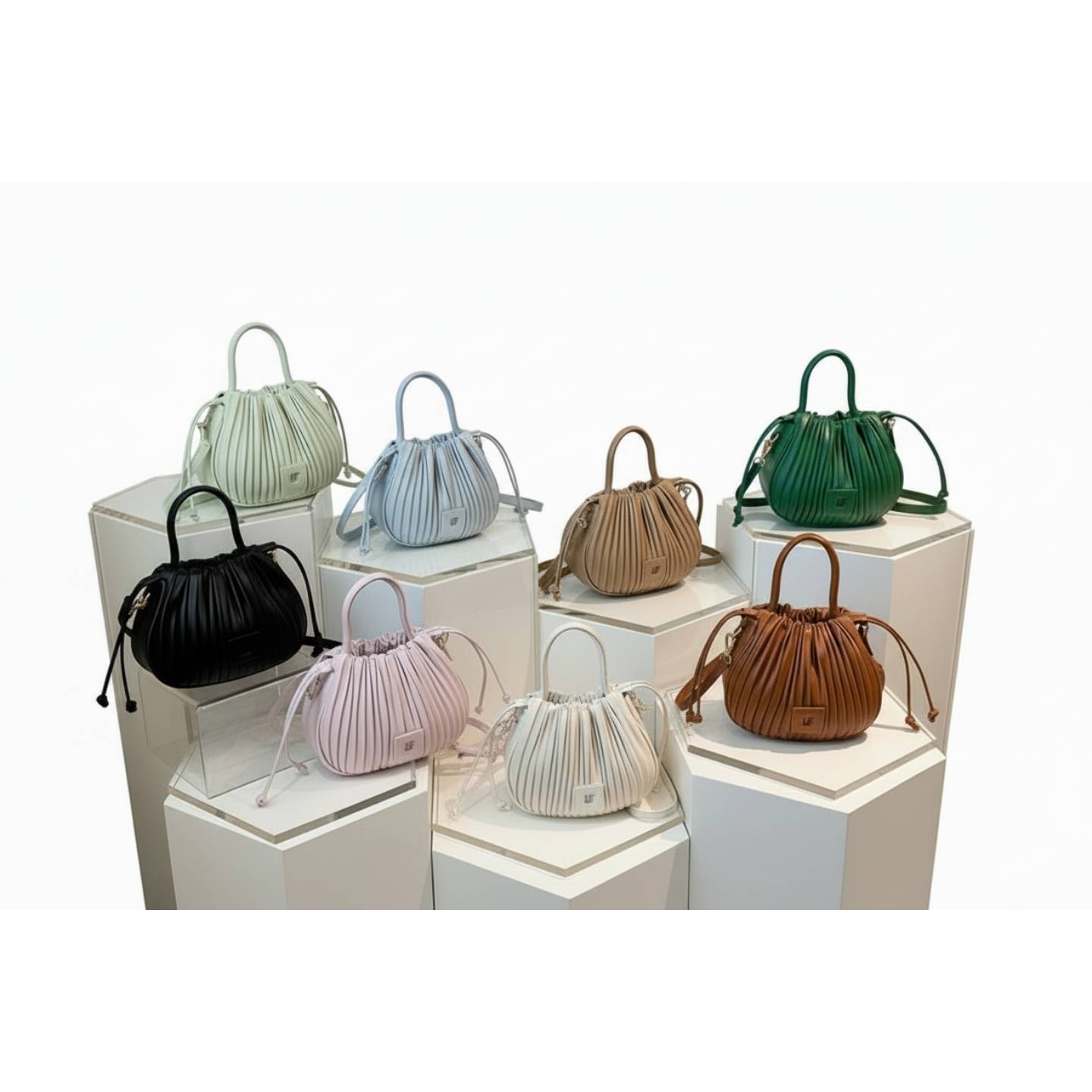 Pleated Bucket Crossbody Bag