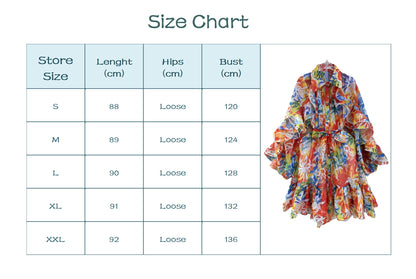 Blossom Waist-Cinching Ruffled Long Sleeve Dress